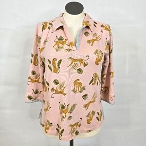 Koolaburra By Ugg Pink Cheetah Palm Leaf Comfy Pajama Top Sz S